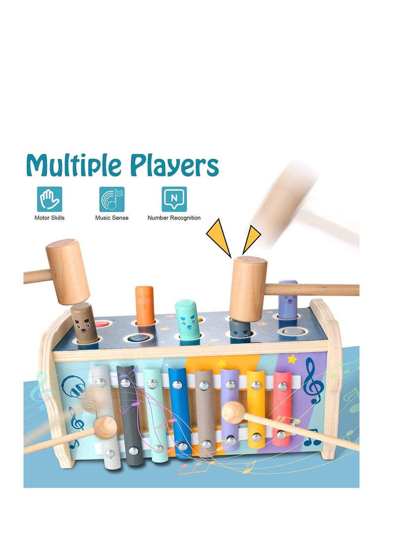 Kids Toys - Baby Early Development Wooden Toys With Hammer Xylophone And Pounding Fun - Image 1