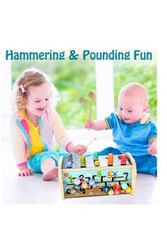 Kids Toys Baby Early Development Wooden Toys With Hammer Xylophone And Pounding Fun  - Image 2