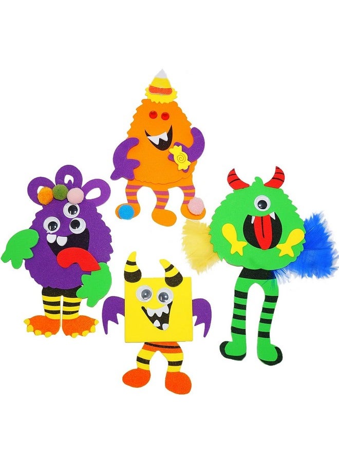4E's Novelty Halloween Crafts For Kids (12 Pack) Silly Monsters Foam Magnet Fall Crafts For Kids Bulk, Halloween Party Activities For Kids Ages 3-5, 4-8  - Image 1
