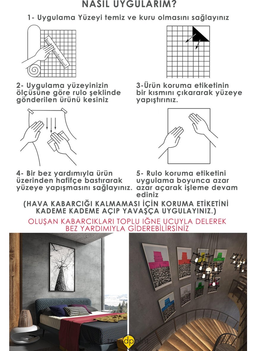 Trendpoint ورق جدران ذاتي اللصق 60×500 سم نمط إسمنت أنثرا لمطبخ تغطية طاولة خزائن  - Image 2