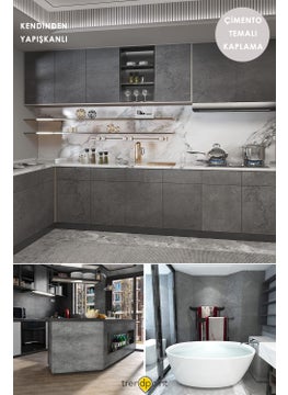 Trendpoint Self-Adhesive 60×500CM Antra Cement Pattern Kitchen Cabinet Table Covering Wallpaper  - Image 4