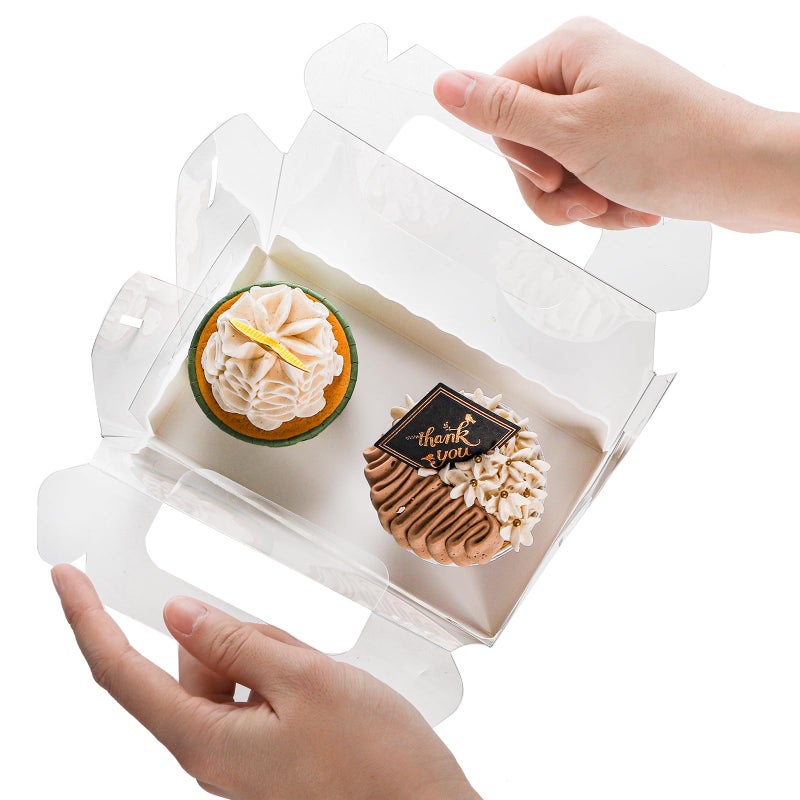 Nagpew 40 Pack Clear Gable Bakery Gift Box, Candy Treat Boxes with Handle, Party Favor Treat Dessert Cookies Container for Birthday Wedding Baby Shower, 6.4''L x 3.5''W x 3.3''H - Image 5