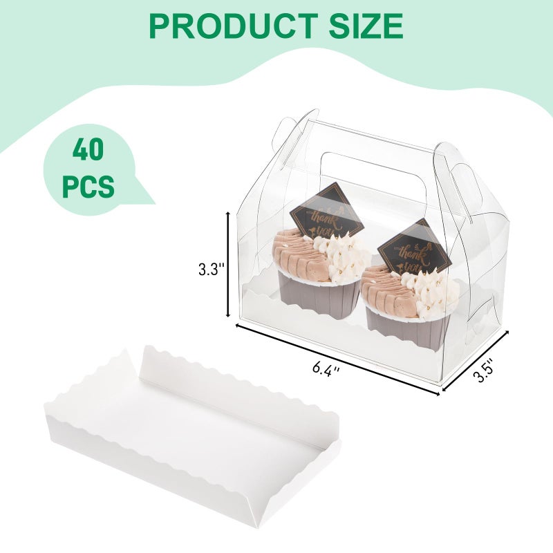 Nagpew 40 Pack Clear Gable Bakery Gift Box, Candy Treat Boxes with Handle, Party Favor Treat Dessert Cookies Container for Birthday Wedding Baby Shower, 6.4''L x 3.5''W x 3.3''H - Image 3