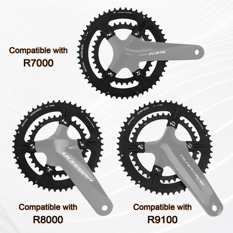 BUCKLOS 110 BCD Road Bike Chainring, Double Round 4 Bolts 7075-T651 Aluminum 34T/36T/39T/50T/52T/53T Chainrings for R7000 R8000 R9100 R9200 4700 5800 6800 - Image 2