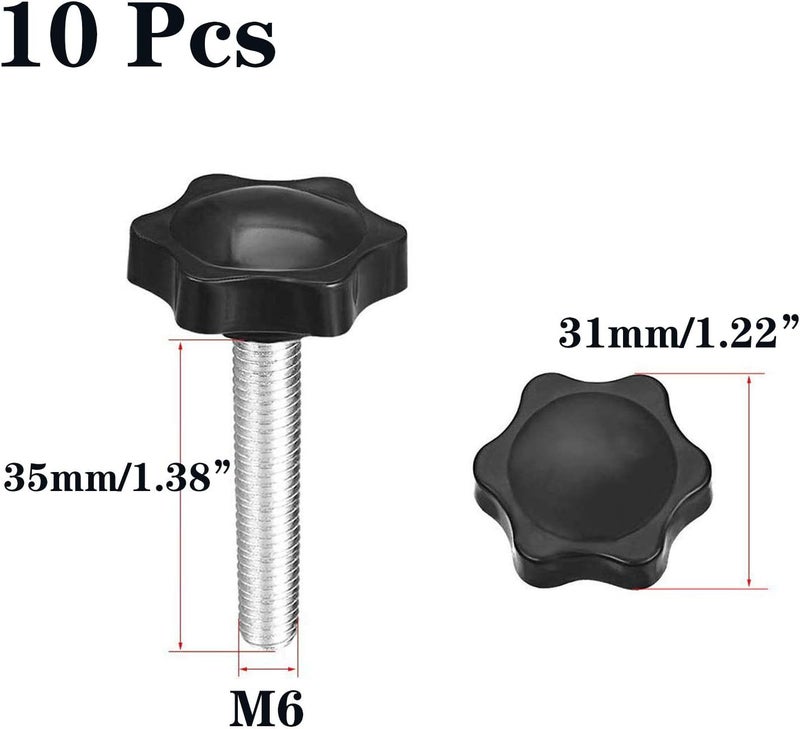 SDY 10 Pcs Clamping Screw Knob,Plastic Hex Clamping Hand Knob Gripandles Screw Knobs Quick Removal Handgrips Star Knob Male Thread（M6-1.0x35mm） - Image 2