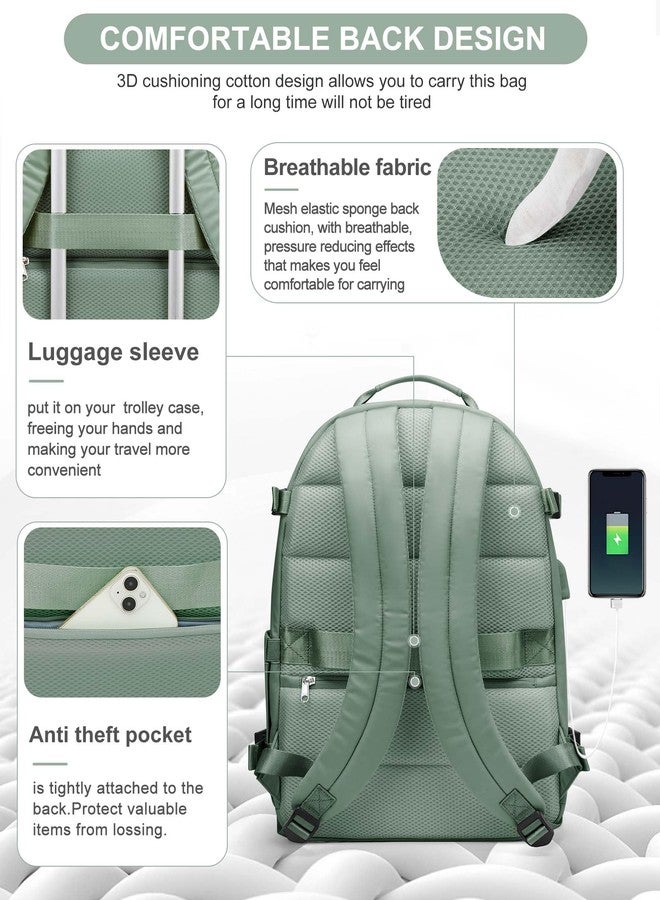 SEAFEW Travel Backpack for Women,Carry on Backpack Flight Approved,Casual Daypacks Cabin Bagage,Hiking Backpack Lightweight Rucksack (Simple, Military Green) - Image 5