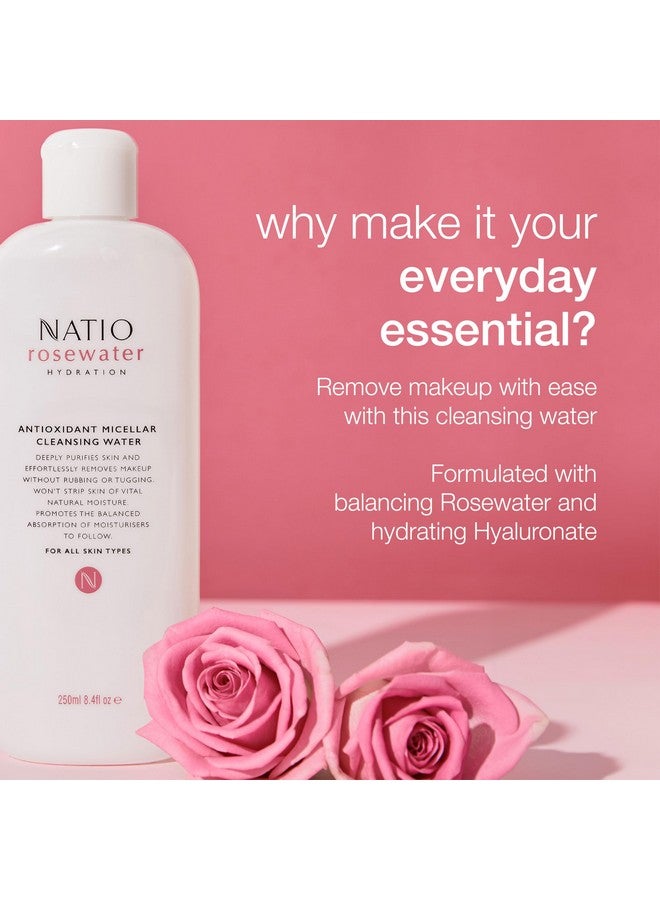 Natio Rosewater Hydration Antioxidant Micellar Cleansing Water 8.4 Oz Purifying Face Cleanser Makeup Remover Facial Cleanser For All Skin Types - Image 3