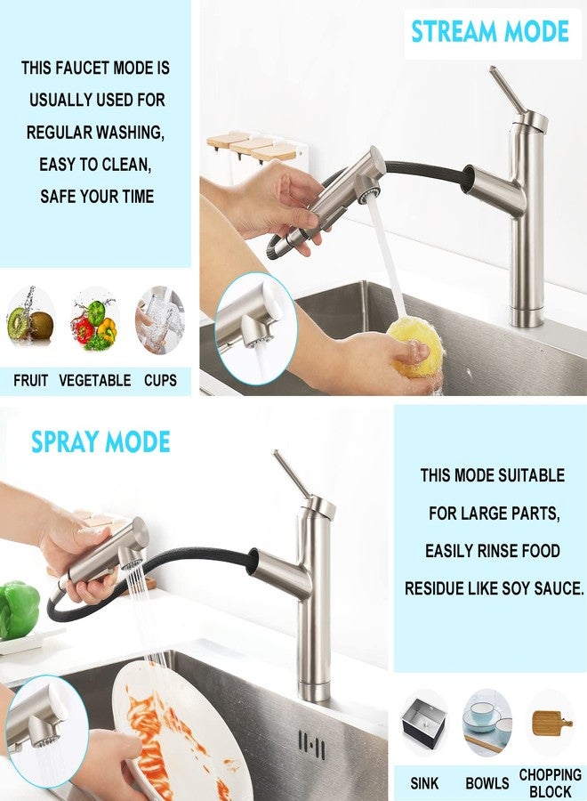 CREA Kitchen faucets, Bar Sink Faucet, Kitchen Sink Faucet Pull Out Brushed Nickel Single Handle Prep Wet Commercial Modern rv Low Arc Faucet - Image 2