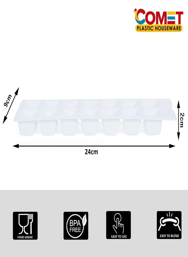 Comet Plastic Ice Cube Tray Set of 4 | 14 Cavity Per Ice Cube Tray|Plastic| Make Different Flavoured Ice Cubes for Chilled Drinks| (4, White, Medium) - Image 5