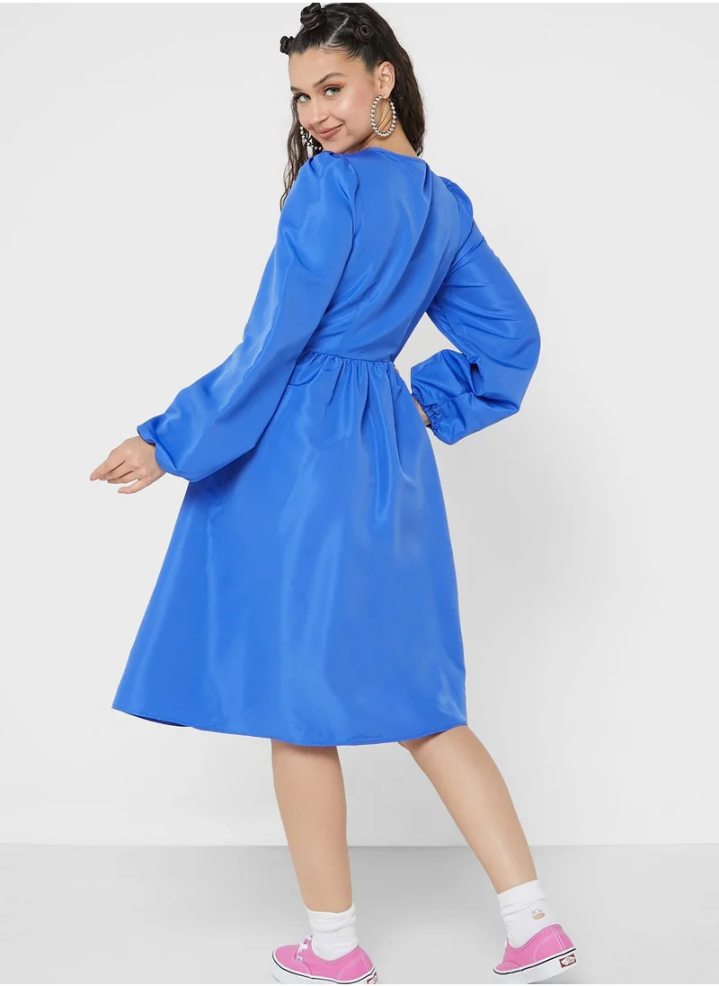 MONKI Surplice Neck Tie Detail Dress