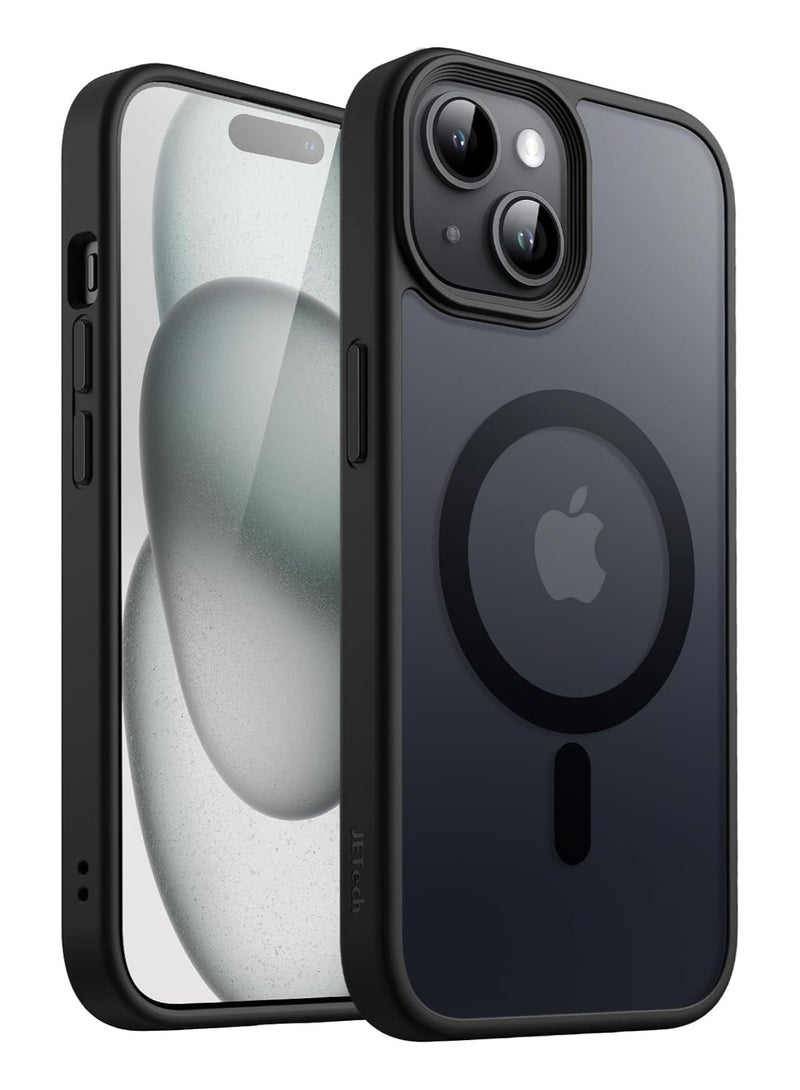 Jetech iPhone 15 Plus Magnetic Case 6.7 Inch Compatible with MagSafe Translucent Matte Back Slim Shockproof Phone Cover Black - Image 1