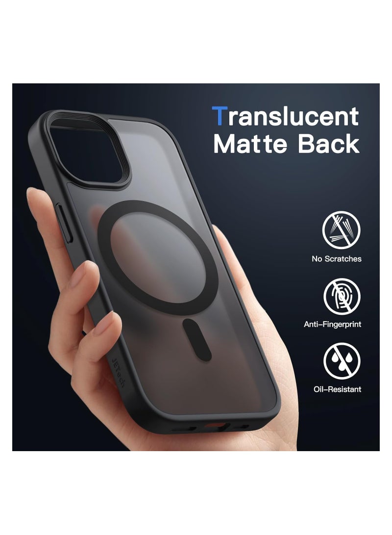 Jetech iPhone 15 Plus Magnetic Case 6.7 Inch Compatible with MagSafe Translucent Matte Back Slim Shockproof Phone Cover Black - Image 4