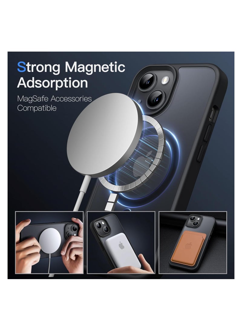 Jetech iPhone 15 Plus Magnetic Case 6.7 Inch Compatible with MagSafe Translucent Matte Back Slim Shockproof Phone Cover Black - Image 3