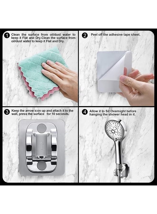 Strong Adhesive Shower Holder, Adjustable Handheld Shower Holder Wall Mount Shower Bracket by, No Tools Required and Easy Installation, Finish - Image 3