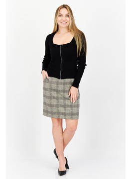 ESPRIT Women Plaid Mini Skirt, Beige Combo  - Image 4