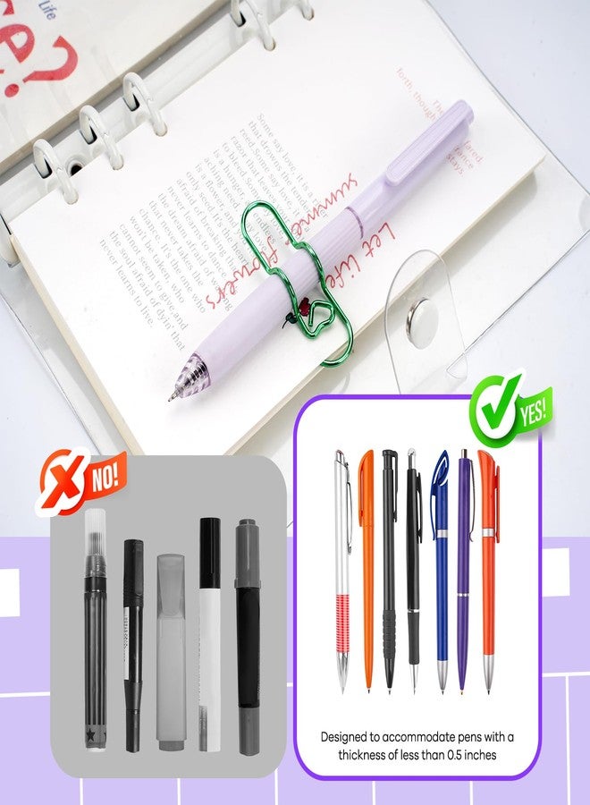 Kaileen Paper Clip Pen Holder, Metal Pencil Clips for Notebook - 8 Pcs Colorful Pen Clip Holder Planner Accessories, Colorful Cute Pen Clips (Only for Pens with a Thickness of Less Than 0.5 Inches) - Image 2