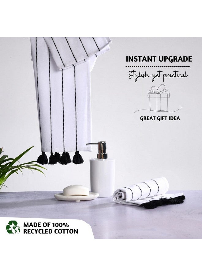 فولكالتشر مناشف يد فولكتشر للحمام، طقم من منشفتين بوهو للحمام، مصنوعة من القطن ١٠٠٪ للتعليق والديكور مع شرابات، ١٦ × ٣٠ بوصة، مناشف مطبخ لعيد الميلاد | هدايا للنساء - Image 3