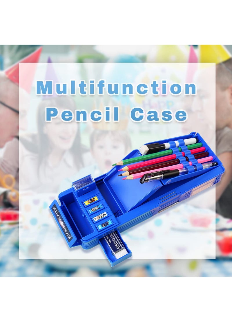 SYOSI Pop up Multifunction Pencil Case for Boys, Cool Cartoon Pen Box Organizer Stationery, Back to School Gift Birthday Present, Pencil Box for Boys with Whiteboard, Sharpener, Schedule, Blue - Image 3