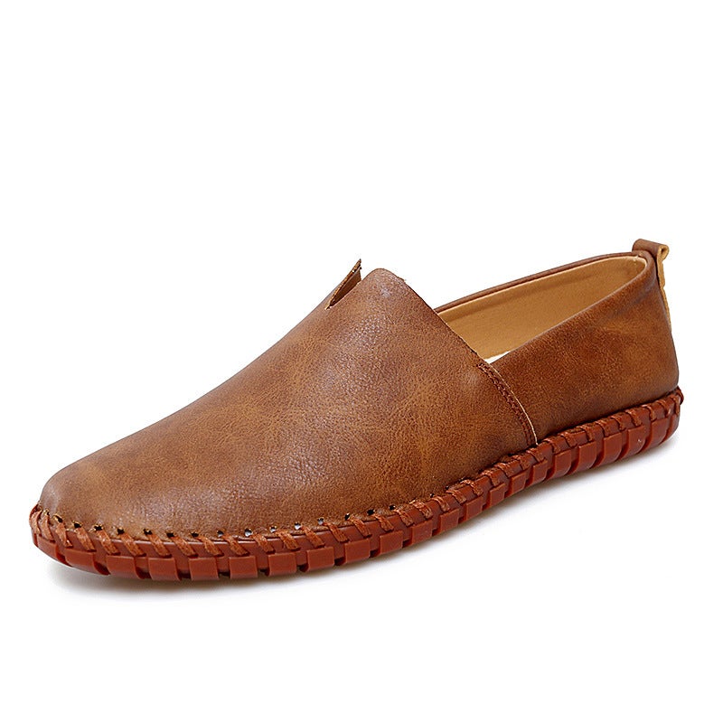 Men'S Leather Shoes Breathable 2023 New Casual Shoes Men'S Flat Heel Men'S Shoes Pure Leather Men'S Bean Shoes - Image 1