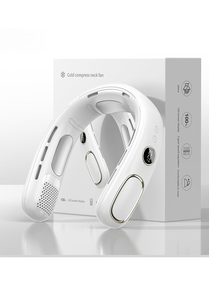 RinGinG Neck Fan, Portable Wearable Neck Fan with Semiconductor Cooling, 360° Bladeless Airflow, 5 Adjustable Speeds, Rechargeable with LED Digital Display - Silent Cooling Wearable Fan - Image 1