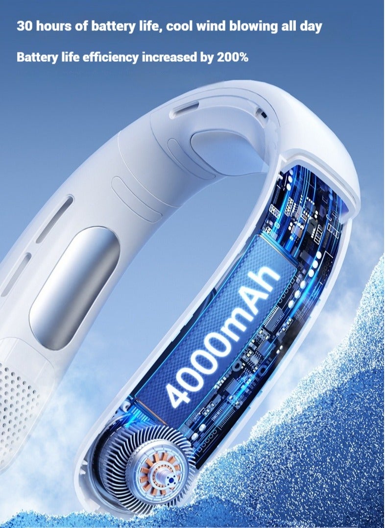RinGinG Neck Fan, Portable Wearable Neck Fan with Semiconductor Cooling, 360° Bladeless Airflow, 5 Adjustable Speeds, Rechargeable with LED Digital Display - Silent Cooling Wearable Fan - Image 3