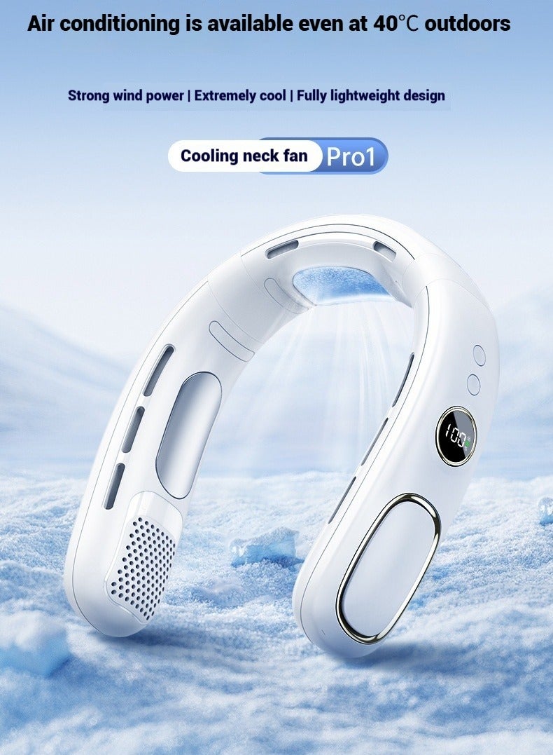 RinGinG Neck Fan, Portable Wearable Neck Fan with Semiconductor Cooling, 360° Bladeless Airflow, 5 Adjustable Speeds, Rechargeable with LED Digital Display - Silent Cooling Wearable Fan - Image 4