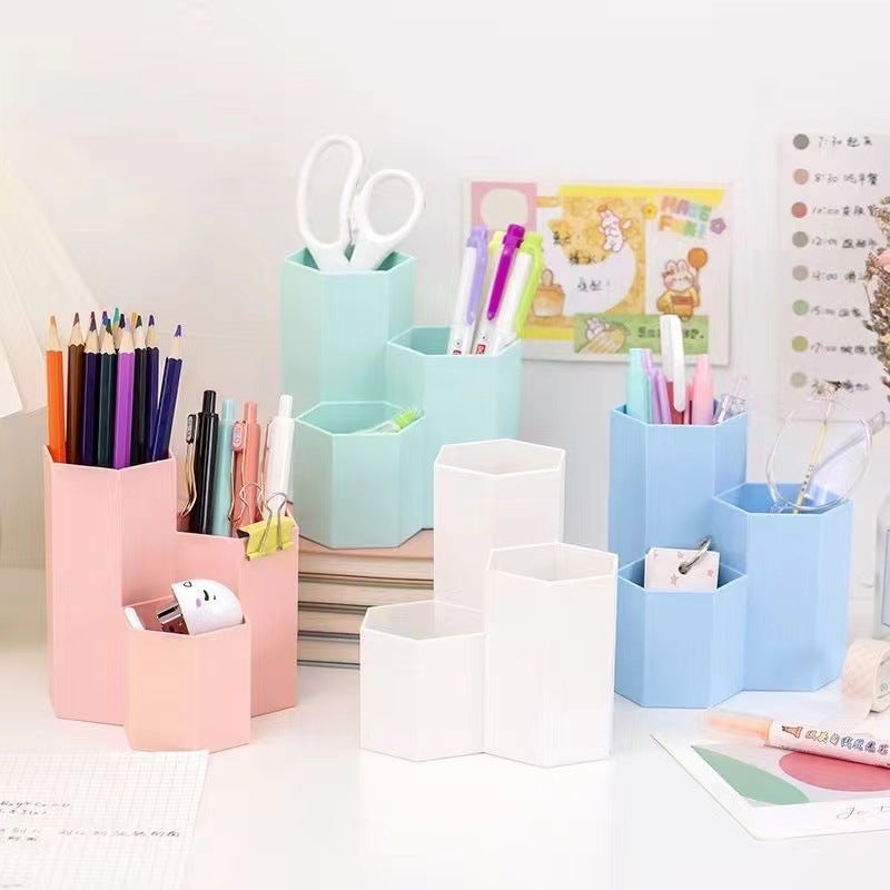 Creative Simple Candy Color Modern Style Three-In-One High And Low Pen Storage Box Christmas Gift Stationery Student Prizes - Image 5