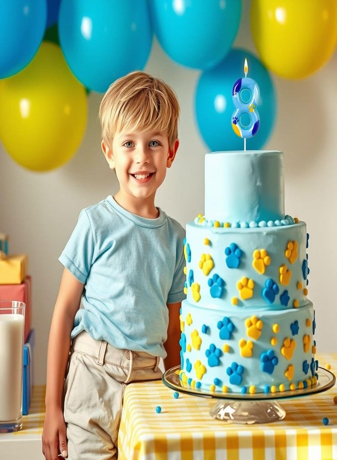 WQINX شمعة على شكل مخلب كلب أزرق من WQINX لتزيين كعكة عيد الميلاد، شمعة على شكل مخلب كلب لتزيين الكب كيك، مناسبة لتزيين أعياد ميلاد الأولاد والبنات (رقم 8) - Image 3
