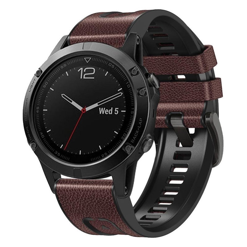 For Garmin 22Mm Leather  Silicone Quick Release Watch Band(Dark Brown) - Image 1