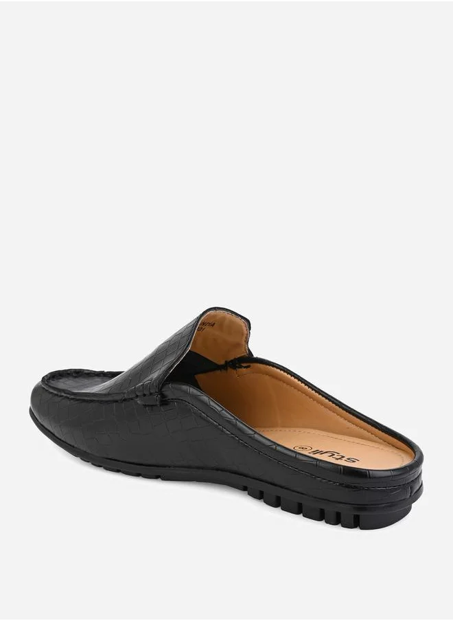 Styli Snake-Skin Textured Slip On Mules