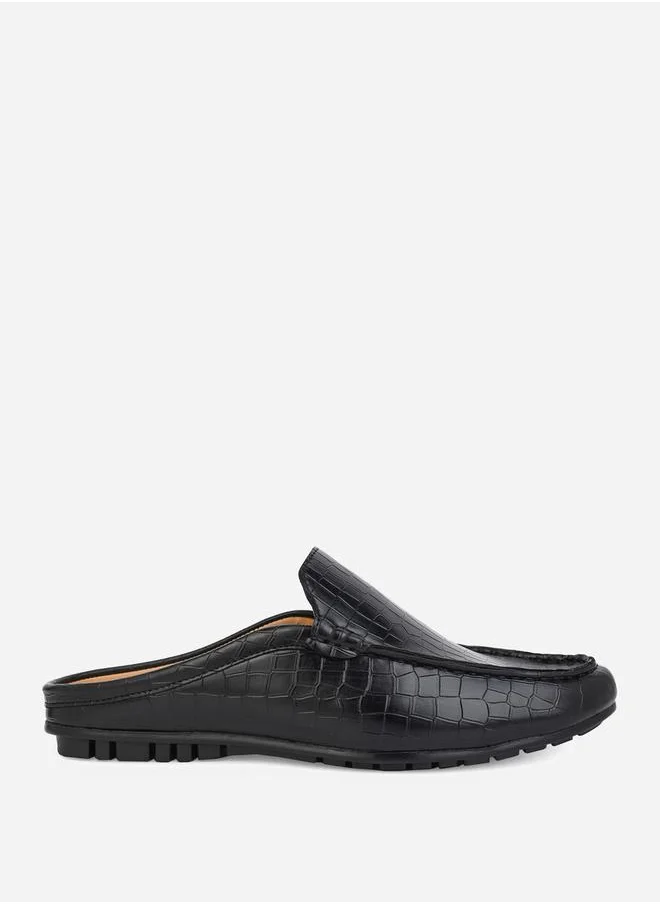 Styli Snake-Skin Textured Slip On Mules