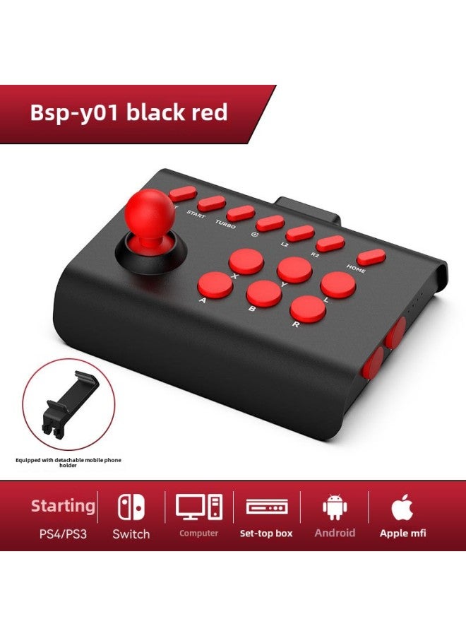 Switch Arcade Shaker Mobile Phone Android IOS Street Fighter Boxer Game Rocker Handle Multi-function Game Control-Product Color:Black + Red  - Image 1