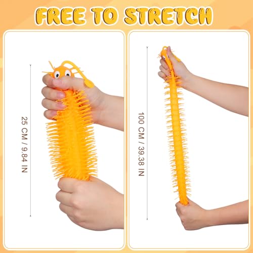 NUOBESTY 4Pcs Glowing Caterpillar Toys Luminous Squeeze Puffer Worms Stress Relief Fidget Toys for Party Favors Birthday Creative Play 1181 Inches Random Color - Image 5
