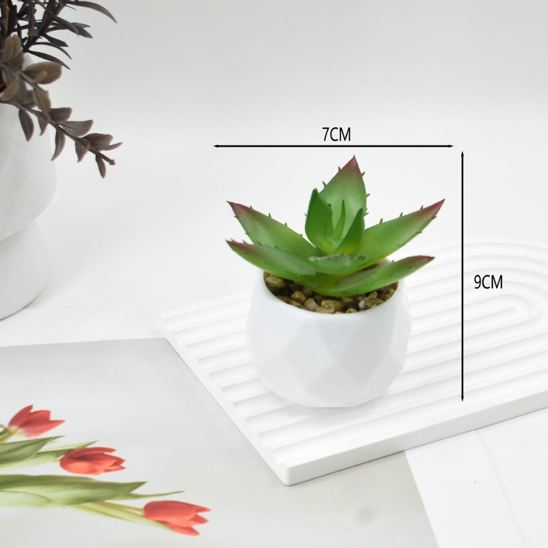Generic Pink Succulent Artificial Potted Plant Home Office Decor Polygonal aloe vera + plastic diamond basin