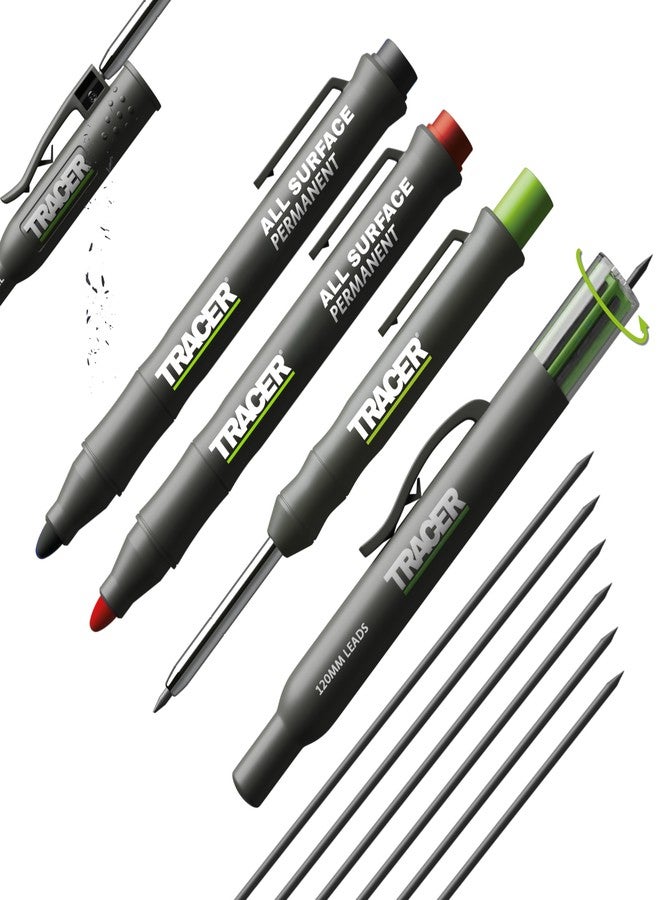 Tracer Marking Kit - Deep Hole Pencil, ALH1 Lead set and 2 Clog Free Markers with Holsters. Construction pencil & Marker set - Image 1