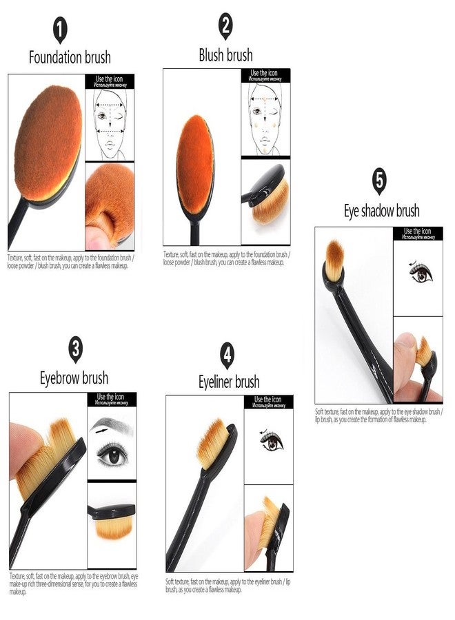 Out Of Box Make Up Beauty Tools Foundation Powder Concealer Blending Oval Shape Brushes Kit (Pack of 5) - Image 3