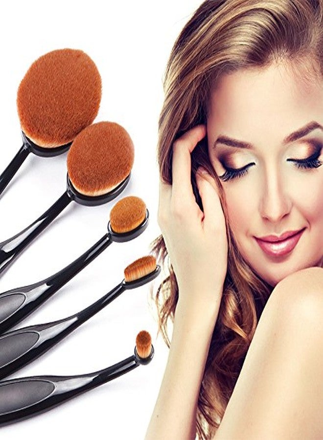 Out Of Box Make Up Beauty Tools Foundation Powder Concealer Blending Oval Shape Brushes Kit (Pack of 5) - Image 5