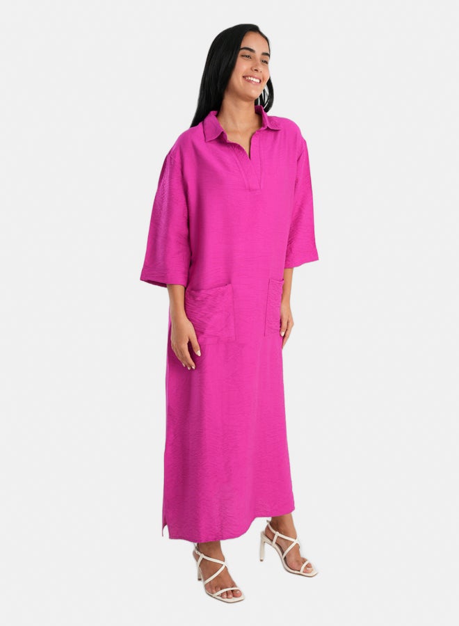 Carina Lounge Dress with Collared V-Neck - Image 2