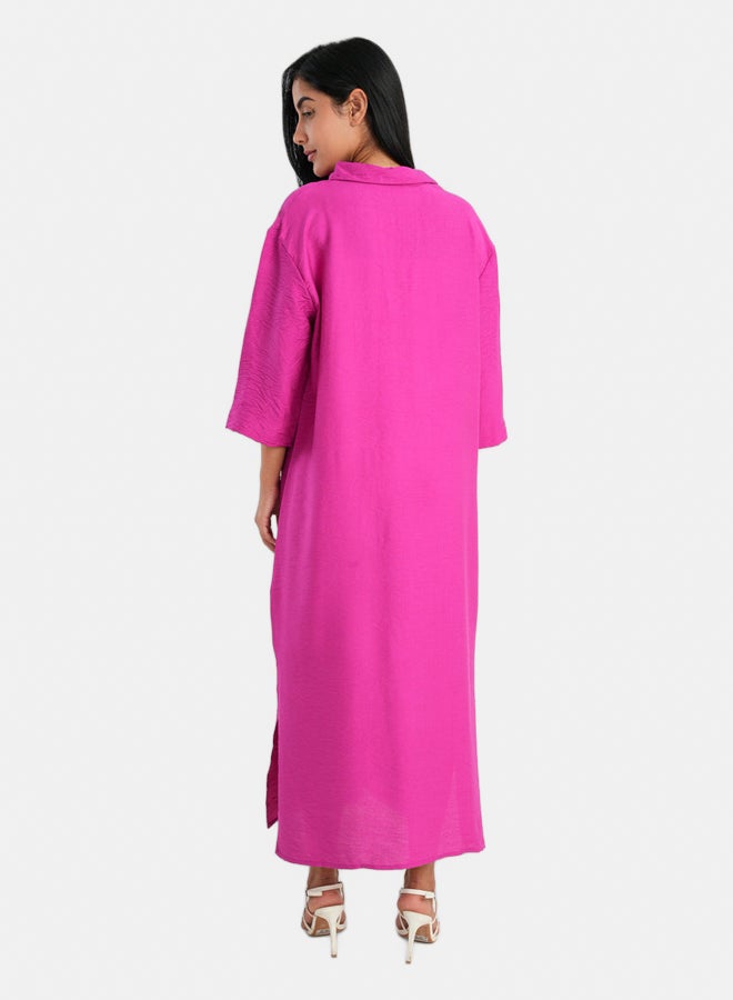 Carina Lounge Dress with Collared V-Neck - Image 3
