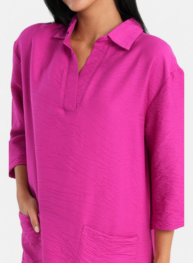 Carina Lounge Dress with Collared V-Neck - Image 4