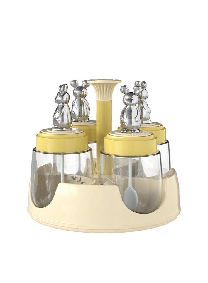 MIXDE Revolving Spice Rack Organizer Countertop Spinning Spice Storage Rack Tower Organizer with 4 Empty Jars Rotating Spice Holder Shelf Seasoning Rack Shelf Spice Seasoning Bottle Organizer - Image 3