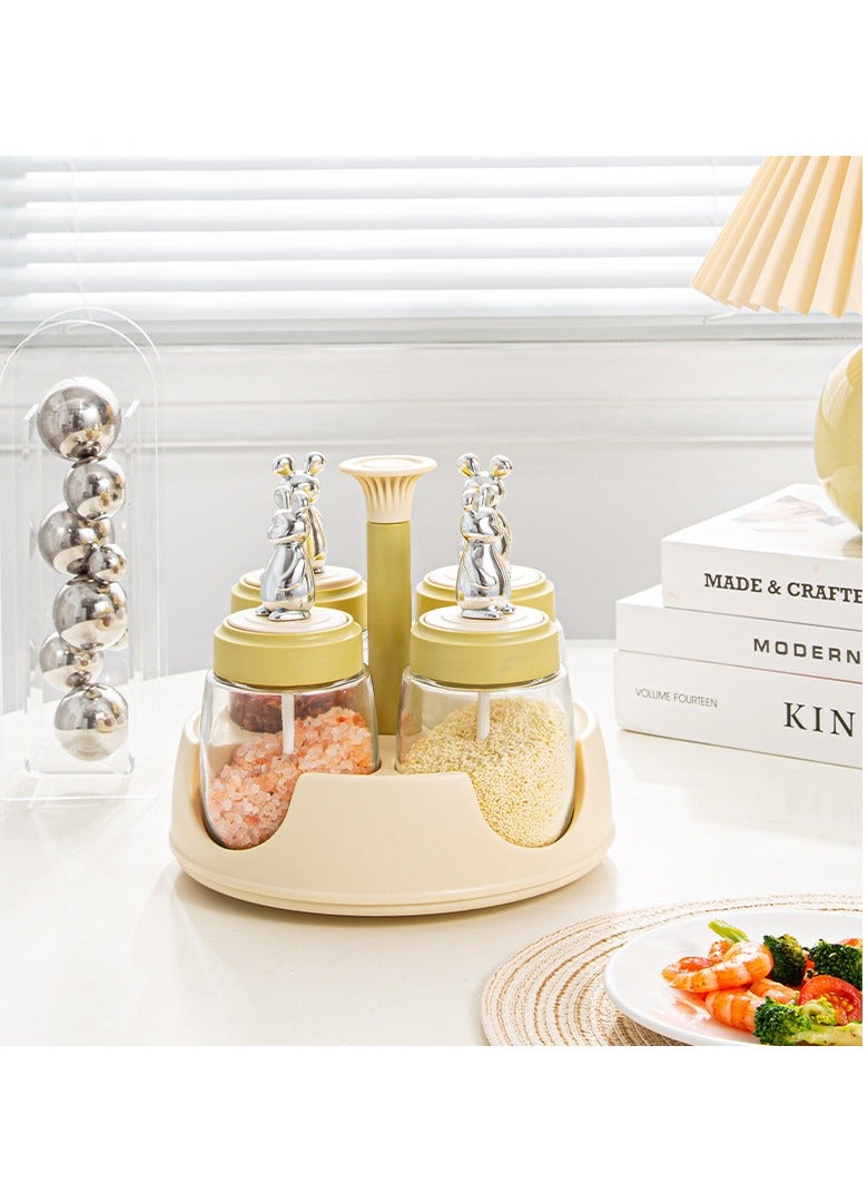 MIXDE Revolving Spice Rack Organizer Countertop Spinning Spice Storage Rack Tower Organizer with 4 Empty Jars Rotating Spice Holder Shelf Seasoning Rack Shelf Spice Seasoning Bottle Organizer - Image 4