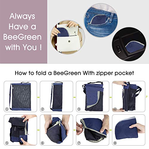 BeeGreen حقيبة ظهر شبكية قابلة للطي مع سحب للحبل للسباحة للشاطئ وحمام السباحة والرياضة - Image 5