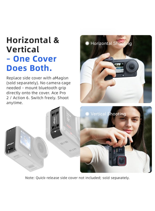 aMagisn Bluetooth Street Photography Handle for Insta360/DJI OSMO Series Sports Camera, One-Touch Shooting, Quick Release Mount, Horizontal Vertical Switch, 107g Lightweight Ergonomic Camera Handle Bluetooth Street Photography Handle - Image 4