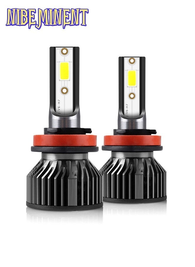 نيبمينينت مصباح أمامي LED V6 H4، قوة 30 واط، تدفق ضوئي 6000 لومن، درجة حرارة لون 6000K، أبيض بارد، شريحة COB، سطوع عالي، جهد تيار مستمر 9V - 16 فولت، وضع إضاءة عالية ومنخفضة من النوع H4 للدراجات النارية للسيارات (مجموعتان) - Image 2