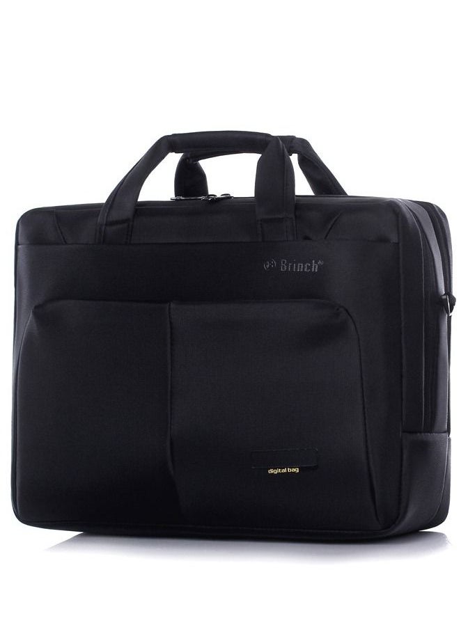 BRINCH - Laptop Bag 15.6 inch BW-186, Soft Nylon Water Resistant Computer Case Cover Sleeve Shoulder Strap Bag with Side Pockets, Black - Image 1