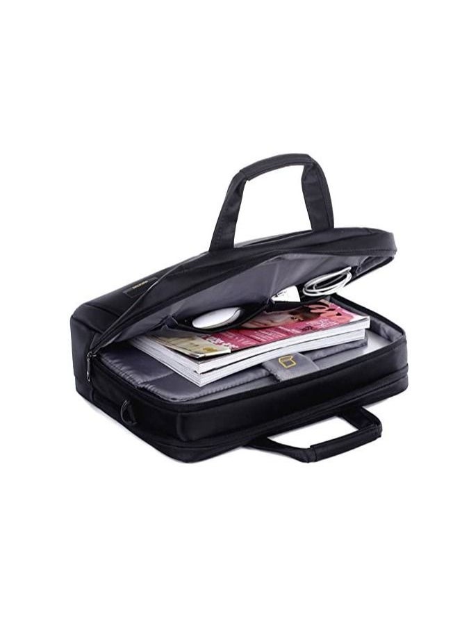 BRINCH - Laptop Bag 15.6 inch BW-186, Soft Nylon Water Resistant Computer Case Cover Sleeve Shoulder Strap Bag with Side Pockets, Black - Image 1