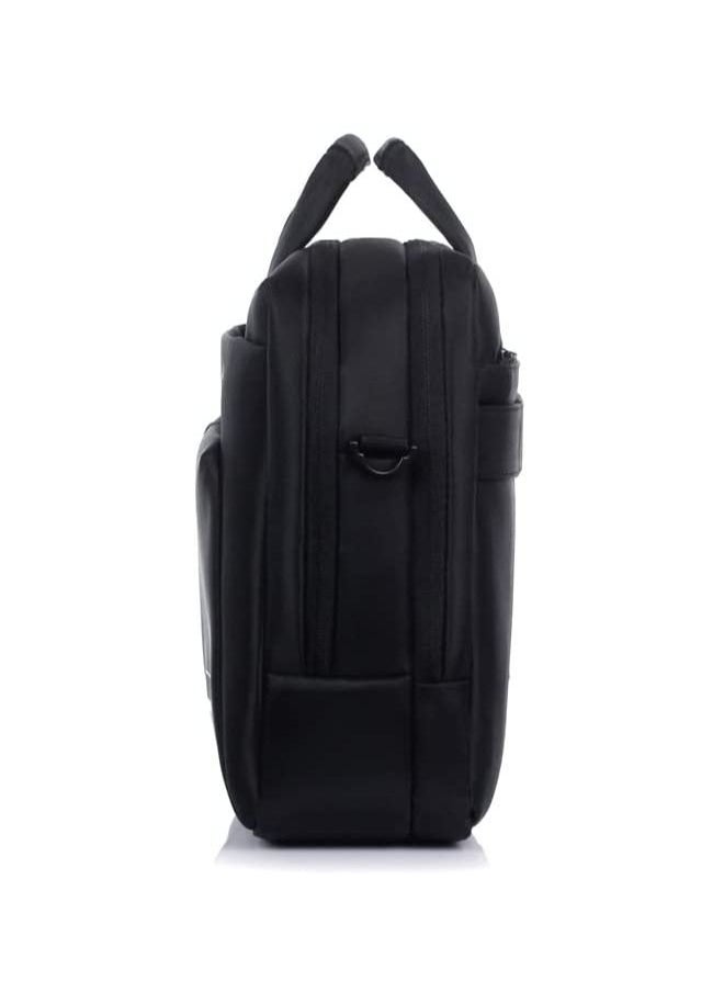 BRINCH - Laptop Bag 15.6 inch BW-186, Soft Nylon Water Resistant Computer Case Cover Sleeve Shoulder Strap Bag with Side Pockets, Black - Image 1