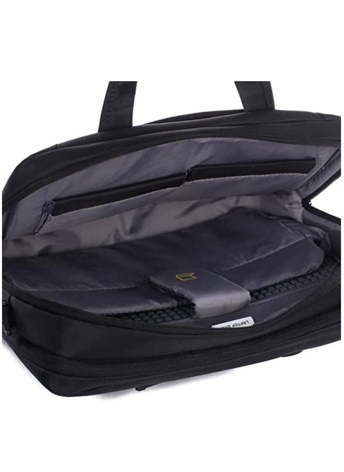 BRINCH - Laptop Bag 15.6 inch BW-186, Soft Nylon Water Resistant Computer Case Cover Sleeve Shoulder Strap Bag with Side Pockets, Black - Image 1