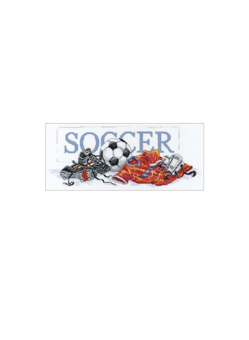 Design Counted Cross Stitch Kit 16in x 7in Soccer - Image 1